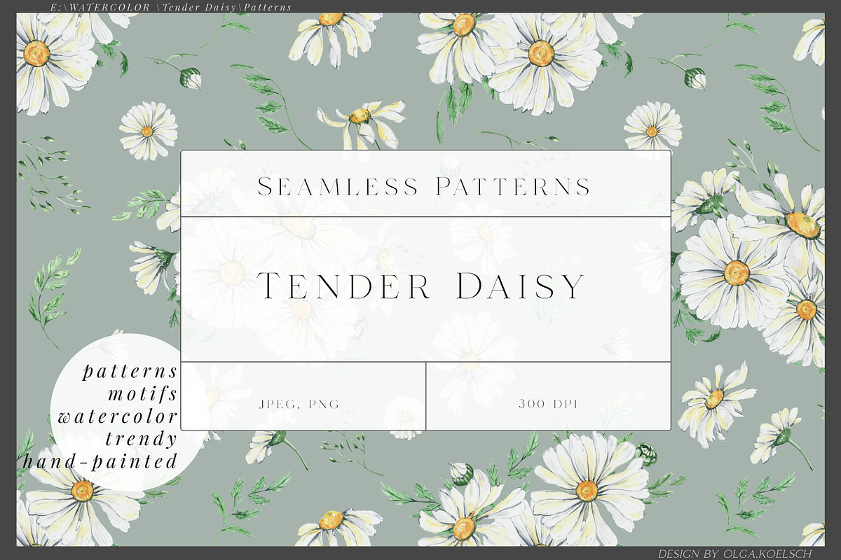 Daisy Patterns for fabric, a Pattern Graphic by Olga Koelsch (Photo 1 of 15)