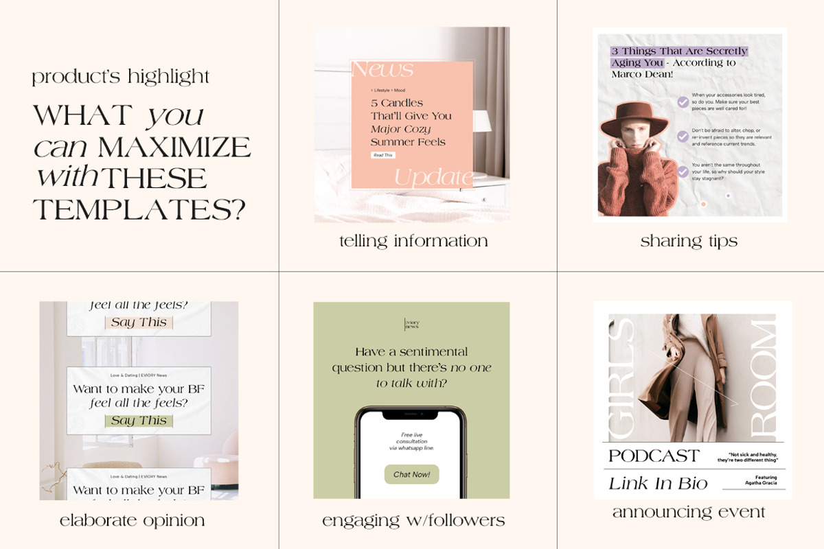 Blog & News Room Instagram CANVA PS, a Social Media Template by Eviory (Photo 3 of 26)