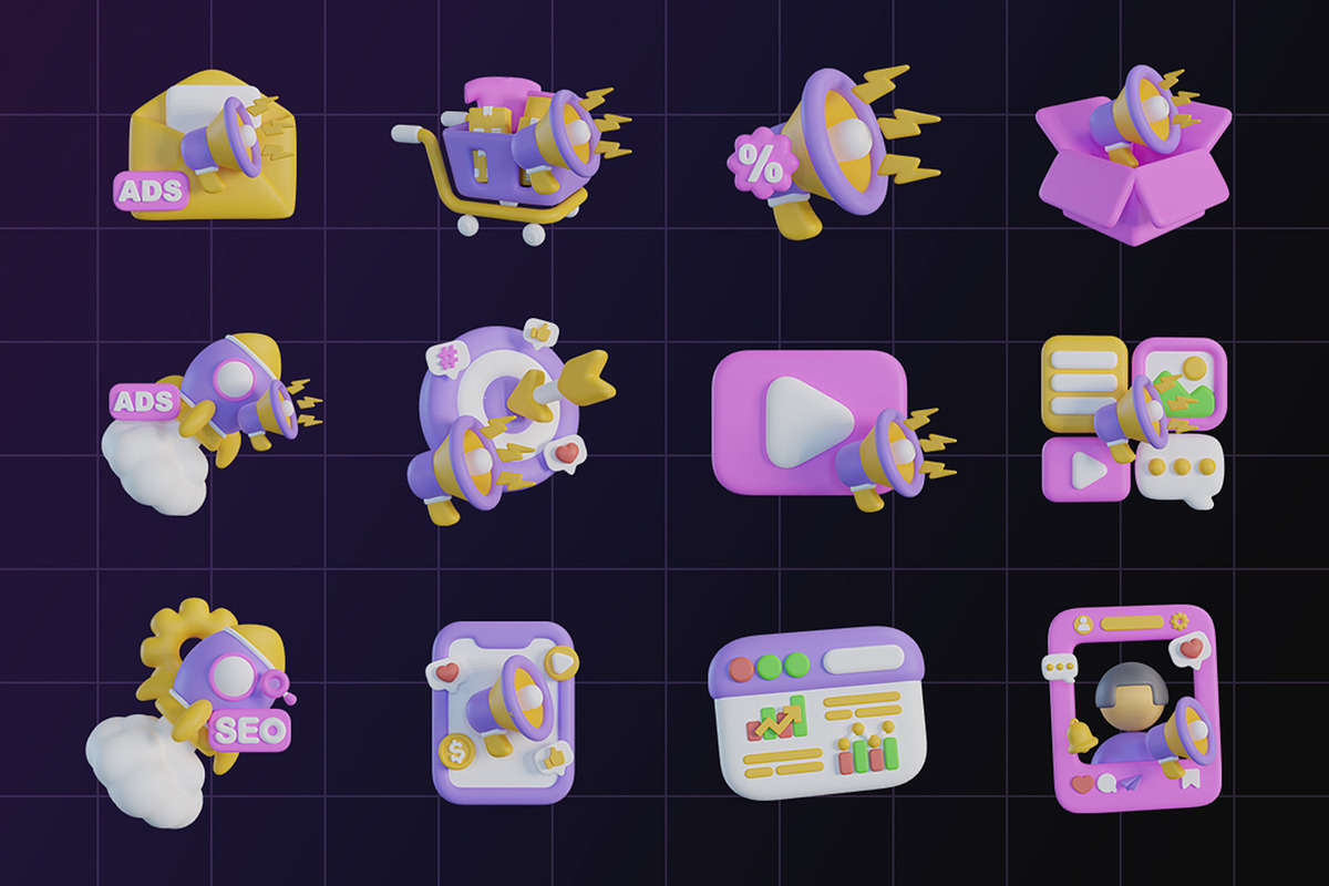 3D Digital Marketing Icon, an Object Graphic by Artnivora.Std (Photo 4 of 4)