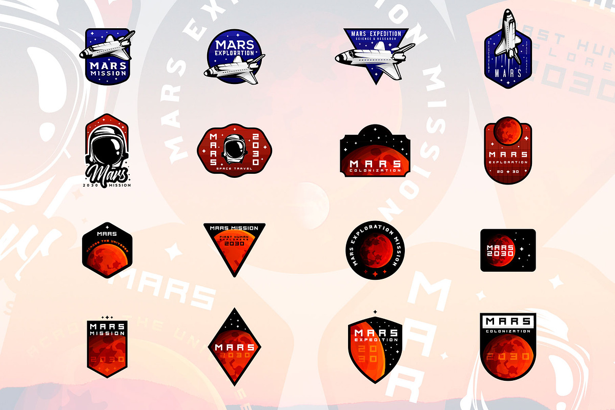 16 Space (Mars Themed) Logos, a Branding & Logo Template by Roman Paslavsky (Photo 2 of 8)