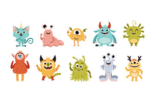 Cartoon funny monsters. Fluffy, an Animal Illustration by YummyBuum