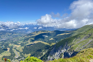 Wide mountain and Megeve view over valleys from alpine ridge in, a Nature Photo by GoodGoods