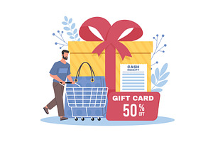 Gift discount shopping. Happy man, a Person Illustration by YummyBuum