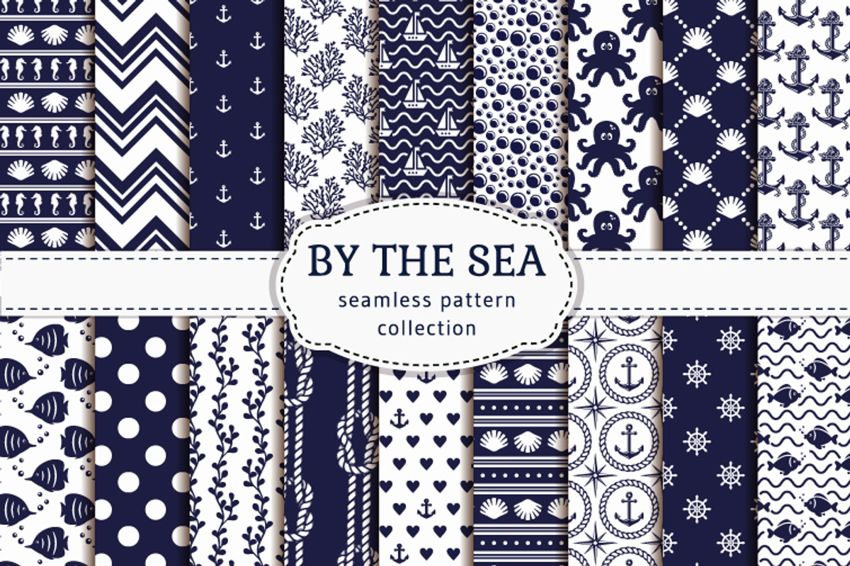 Sea seamless patterns, a Pattern Graphic by JuliaMalinovskaya