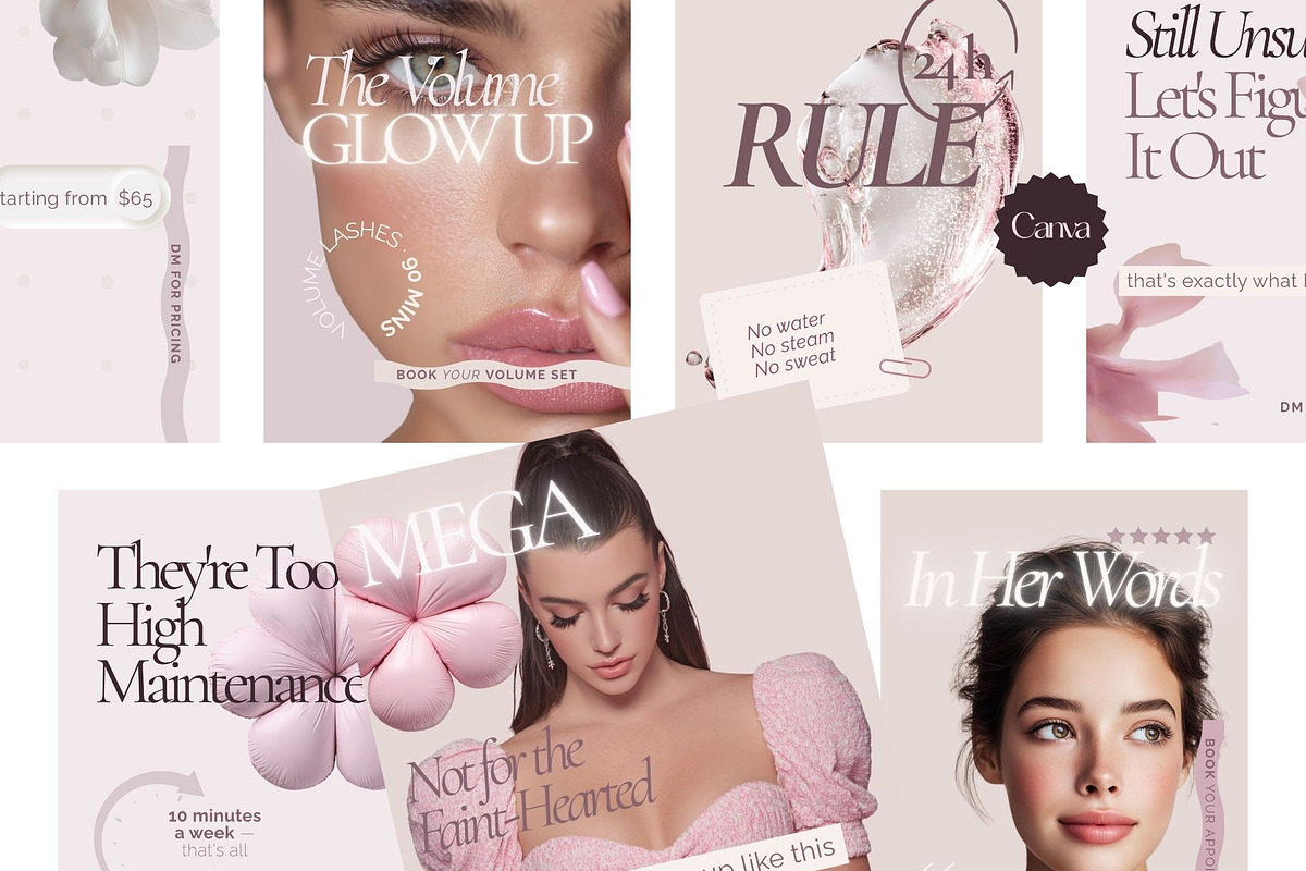 216 Lash Tech Canva Templates, a Social Media Template by MOAROShop (Photo 5 of 11)
