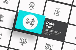 Rate Cut | 16 Thin Line Icons Set, an Outline Icon by Alex Blogoodf