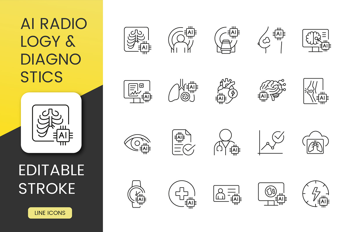 AI Radiology & Diagnostics Icon Set, an Outline Icon by Grand Design (Photo 1 of 3)