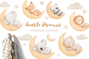 Watercolor sleeping baby animals, an Illustration by ElenaPlatovaArt (Thumbnail 1 of 12)