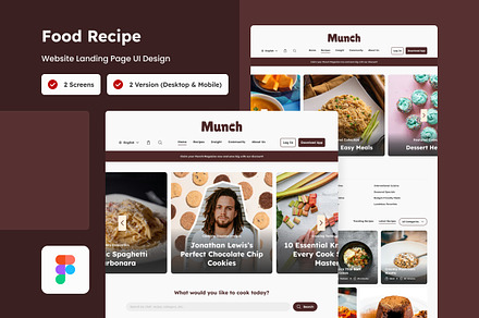 Munch - Food Recipe Landing Page, a Landing Page Template by twinstd