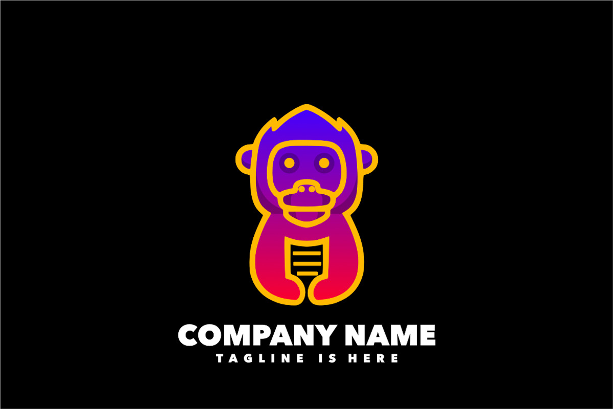 Paper monkey gradient logo, a Branding & Logo Template by Bayuktx