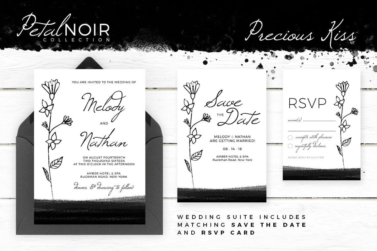 Petal Noir - Wedding Invitation, an Invitation Template by AM Studio (Photo 2 of 2)