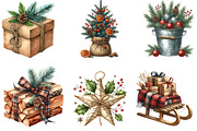 Rustic Christmas Watercolor Clipart, an Illustration by DreamArtGraphic (Thumbnail 5 of 5)