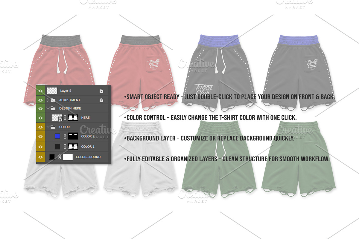 Distressed Streetwear Shorts Mockup, a Bottom Mockup by std.badboy (Photo 3 of 4)