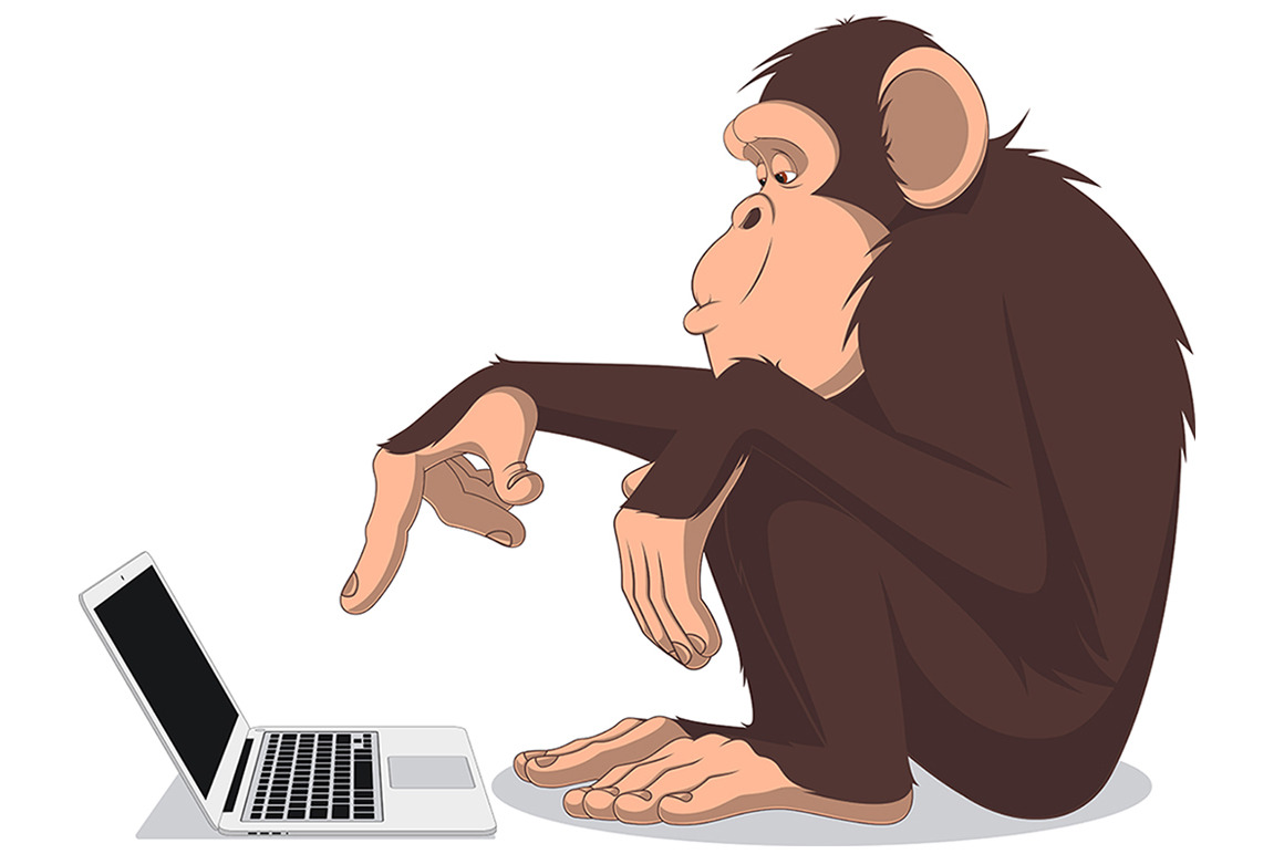 Monkey and computer, a Technology Illustration by Mark2000