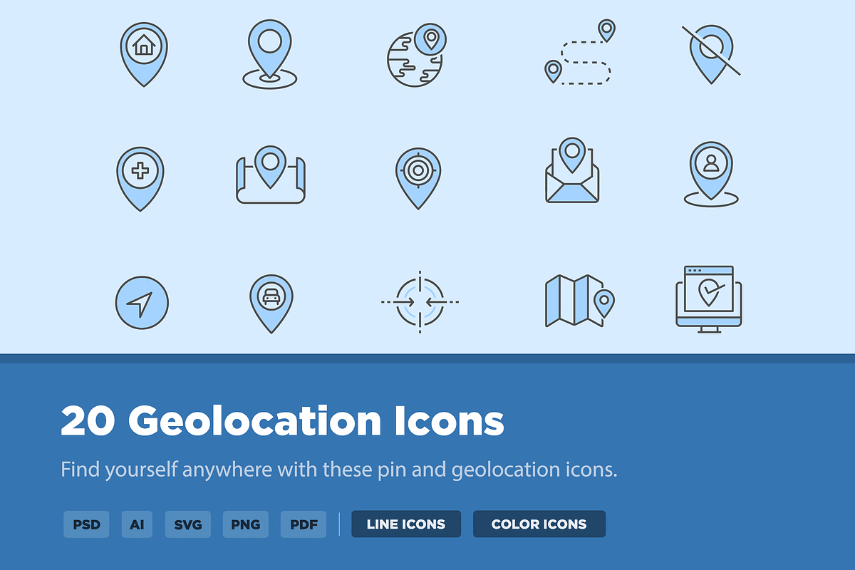 20 Geolocation Icons, an Icon by Creative VIP