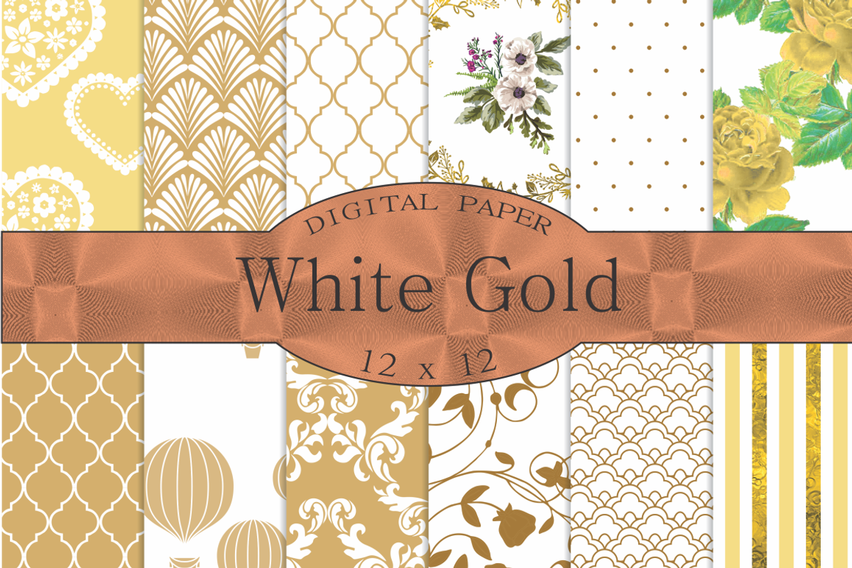 White gold digital paper, a Pattern Graphic by Kiwi Fruit Punch