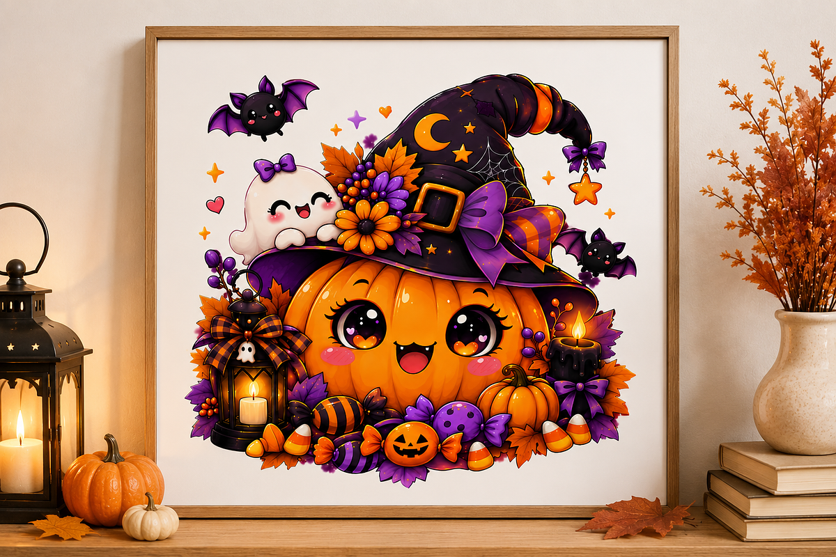 Kawaii Halloween Pumpkin Witch, a Seasonal Illustration by HyeRi (Photo 7 of 7)