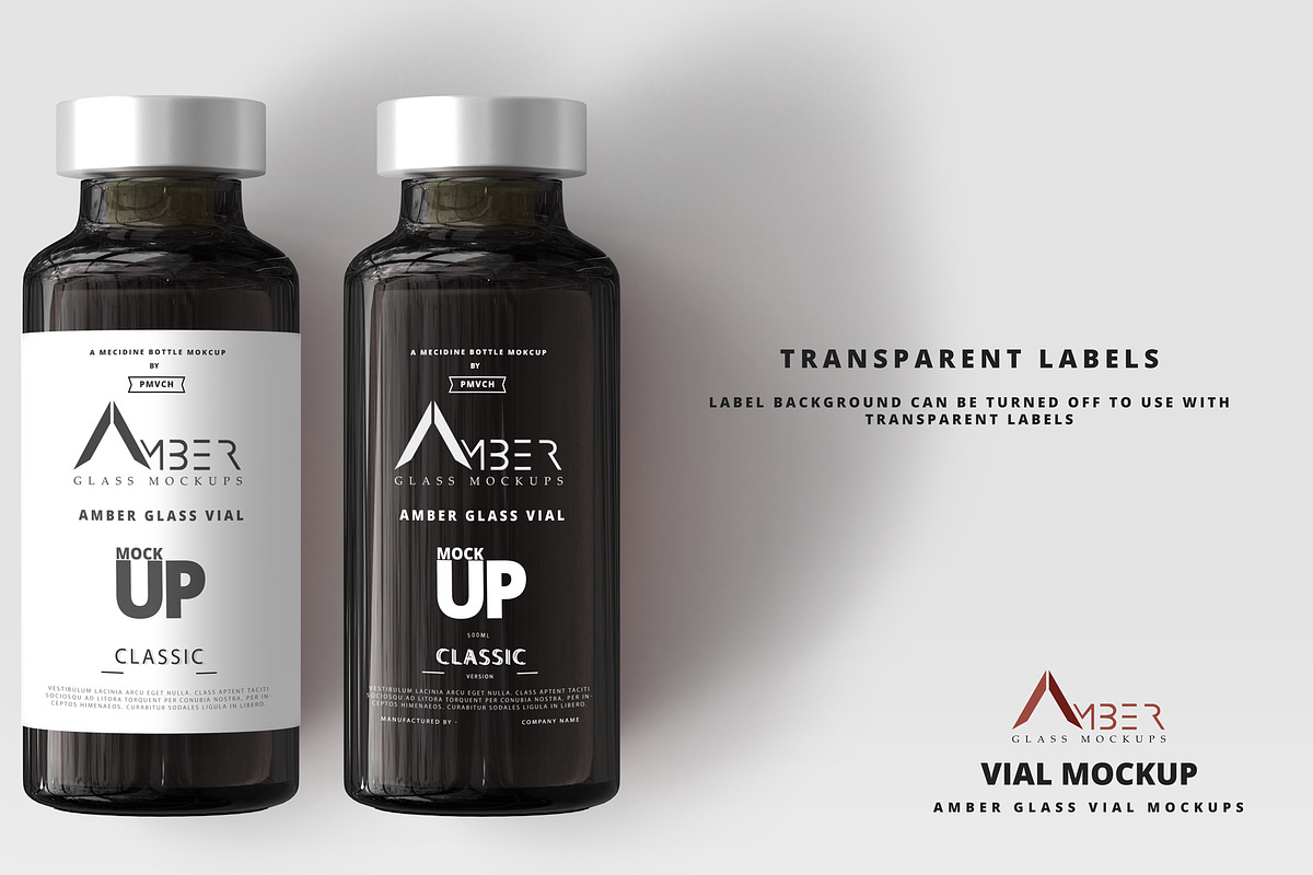Amber Glass Vial Mockup, a Packaging Mockup by pmvch (Photo 9 of 11)
