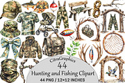 Hunting and Fishing Clipart, an Illustration by CitraGraphics (Thumbnail 1 of 5)
