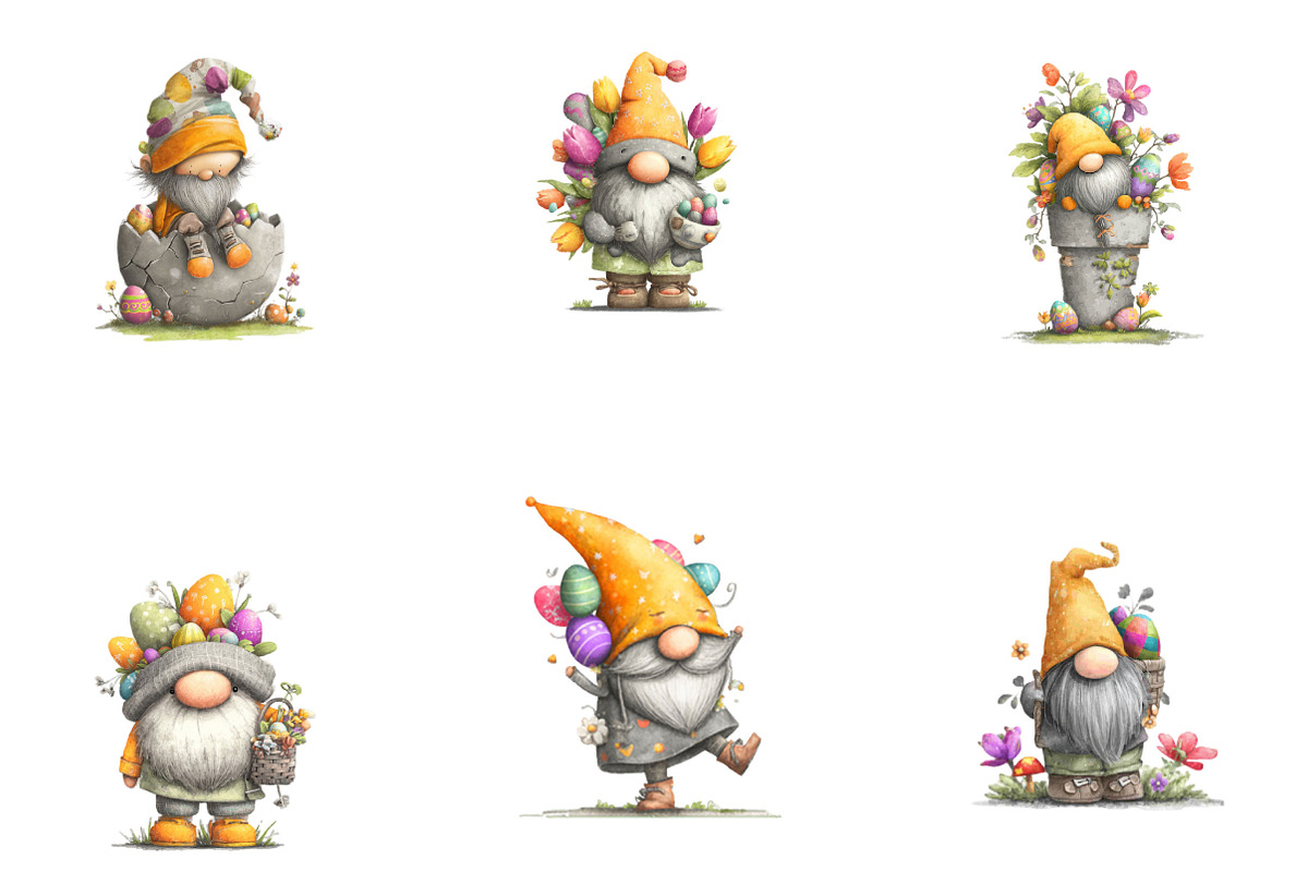 Whimsical Easter Gnome Clipart, an Illustration by Designking (Photo 3 of 7)