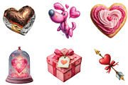 Watercolor Valentine's Day Clipart, an Illustration by CraftArtStudio (Thumbnail 2 of 6)