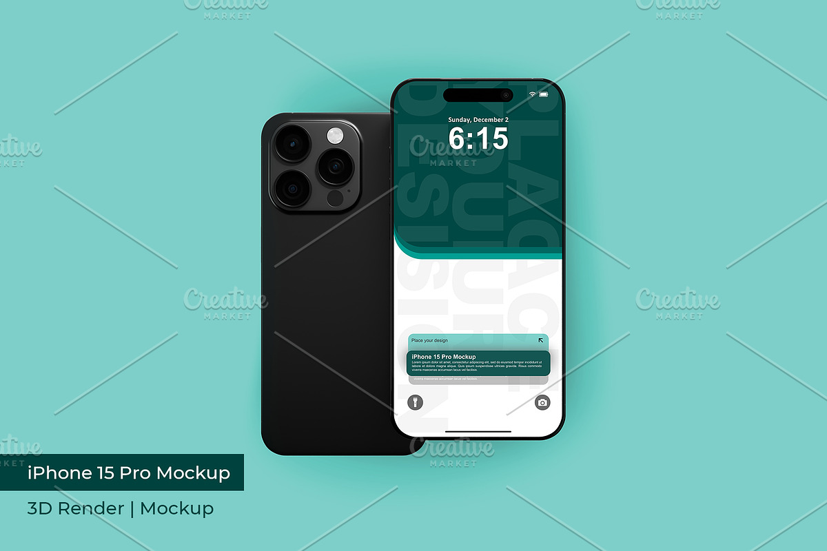 iPhone 15 Pro Mockup | 3D Rendering, an iPhone Mockup by mrfauzi (Photo 5 of 17)