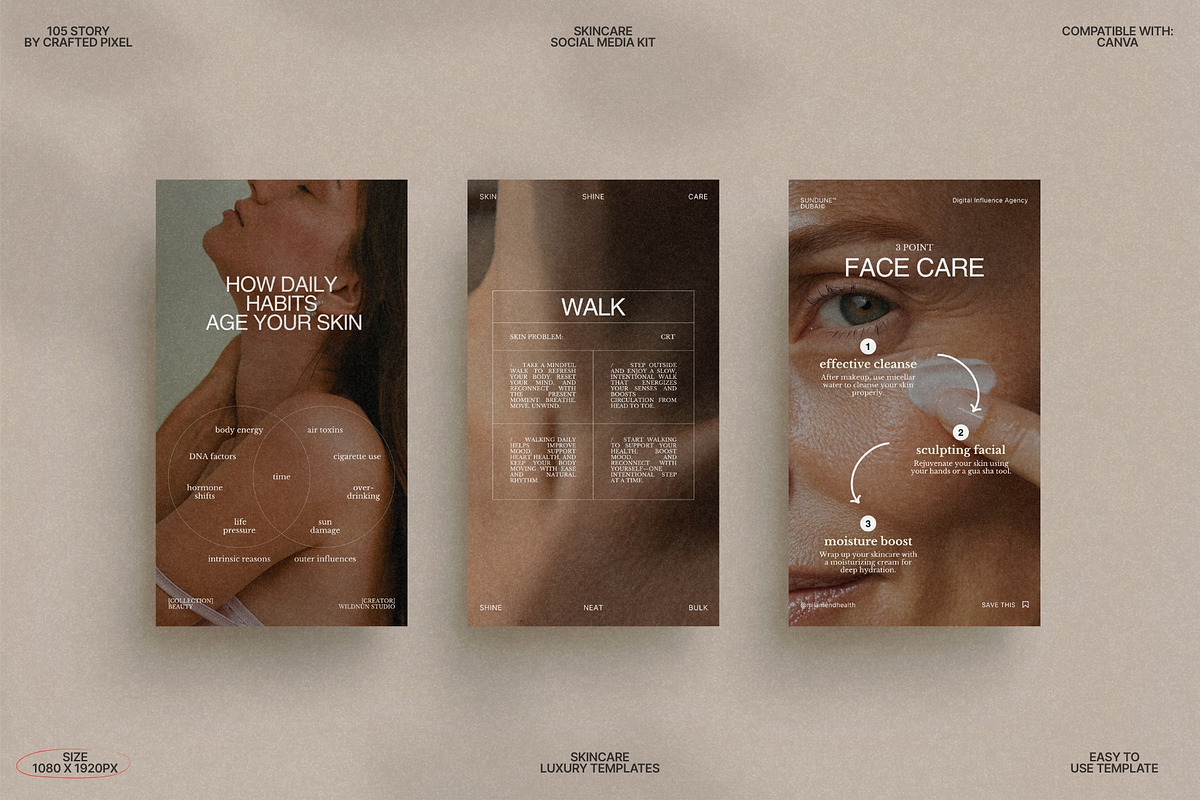 Calm Skincare Stories for Canva preview 2