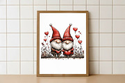 Valentine Gnome Couple Clipart, an Illustration by Watercolor design (Thumbnail 5 of 5)