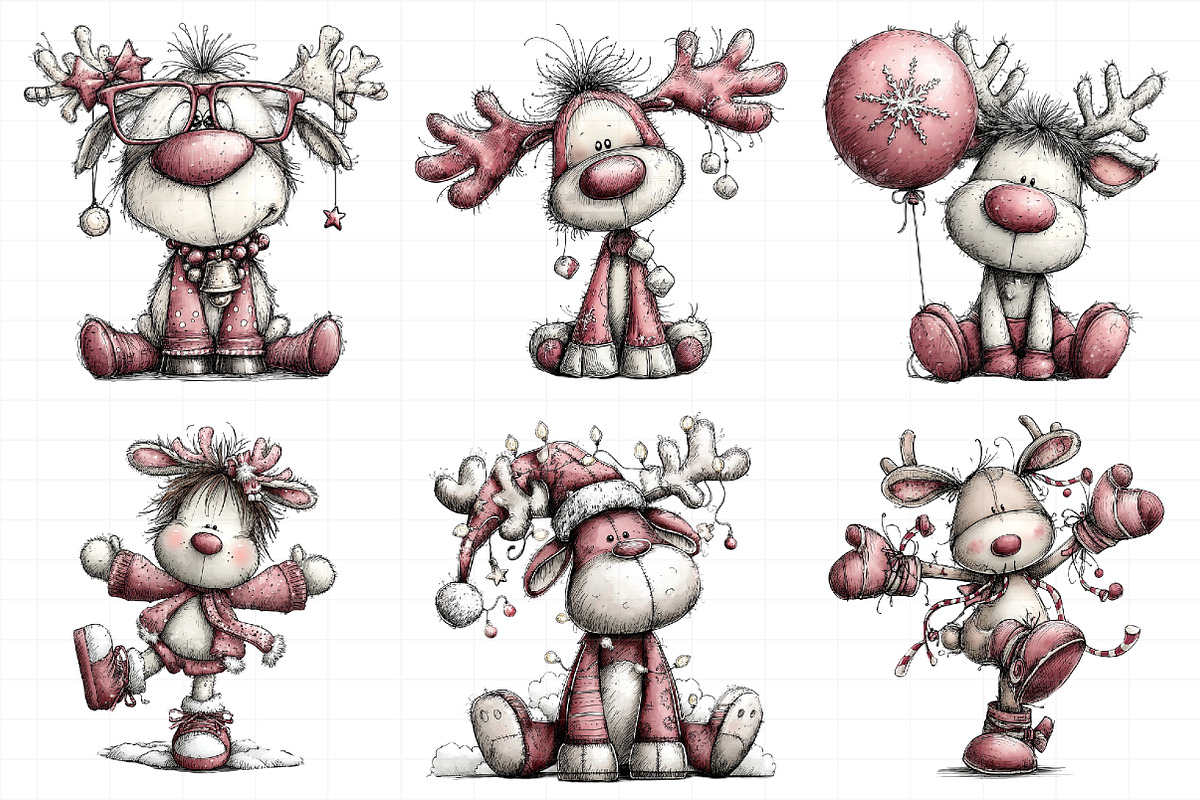 Christmas Reindeer Clipart, an Illustration by Daily.Designs (Photo 3 of 5)