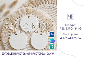 Round Ceramic Ornament Mockup Set