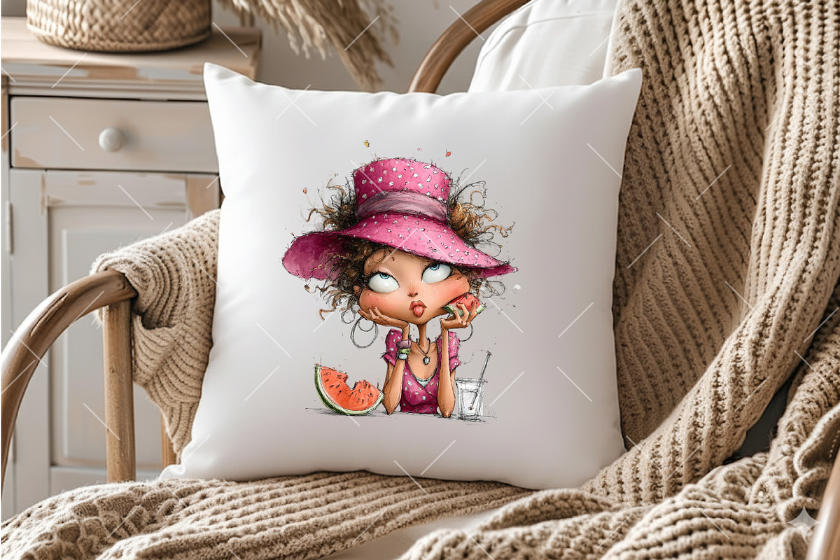Whimsical Summer Beach Girl Clipart, an Illustration by OK Design (Photo 6 of 6)