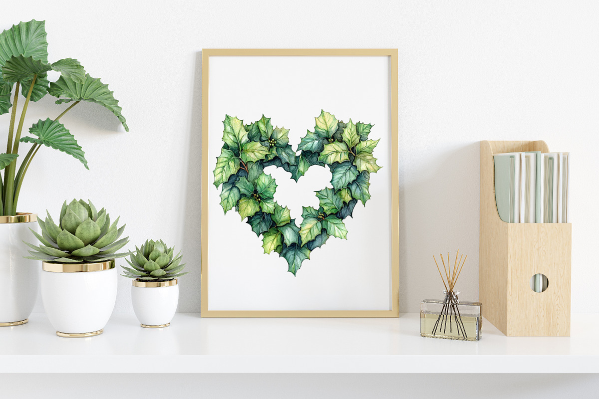 Watercolor Christmas Hearts Clipart, an Illustration by Canvas Craft (Photo 5 of 8)