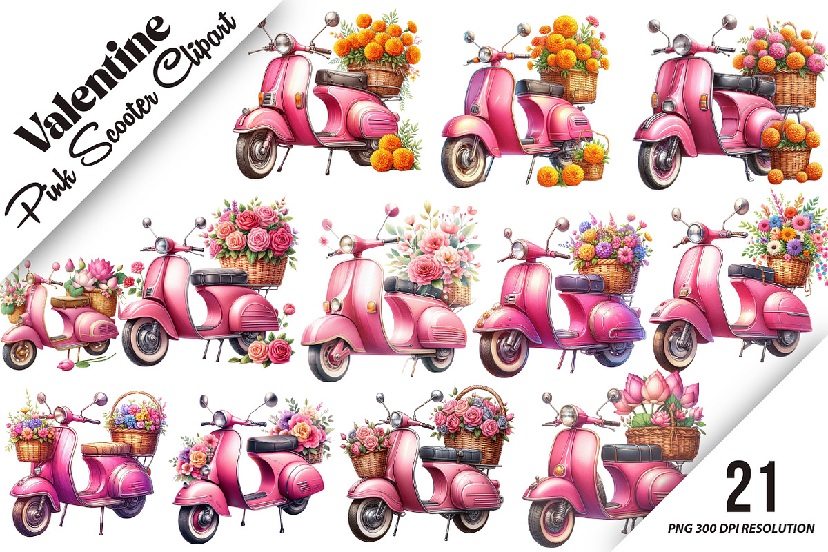 Pink Scooter Clipart, an Illustration by DreamArtGraphic (Photo 1 of 6)
