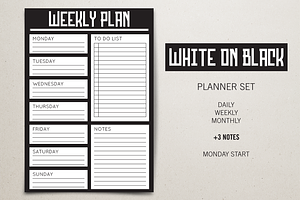 Planner Set - White On Black