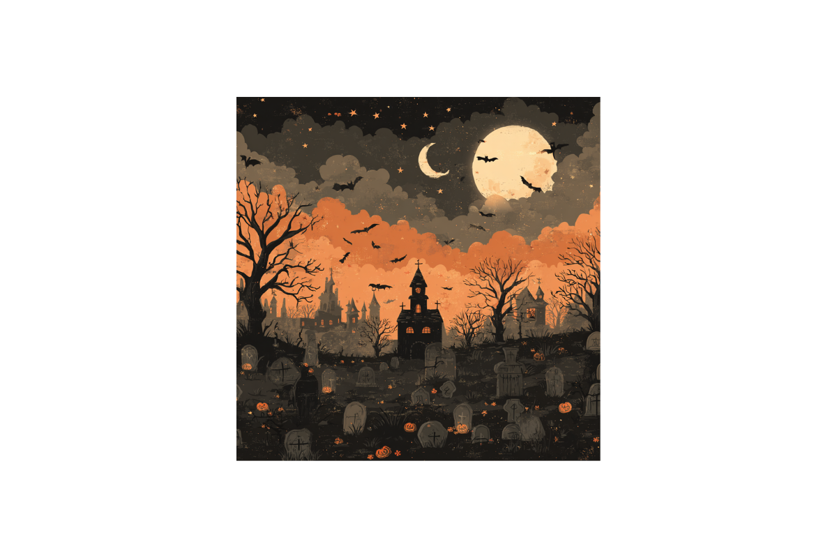 Retro Halloween Backgrounds Bundle, a Background Graphic by PcuDesigns Illustrations (Photo 2 of 3)