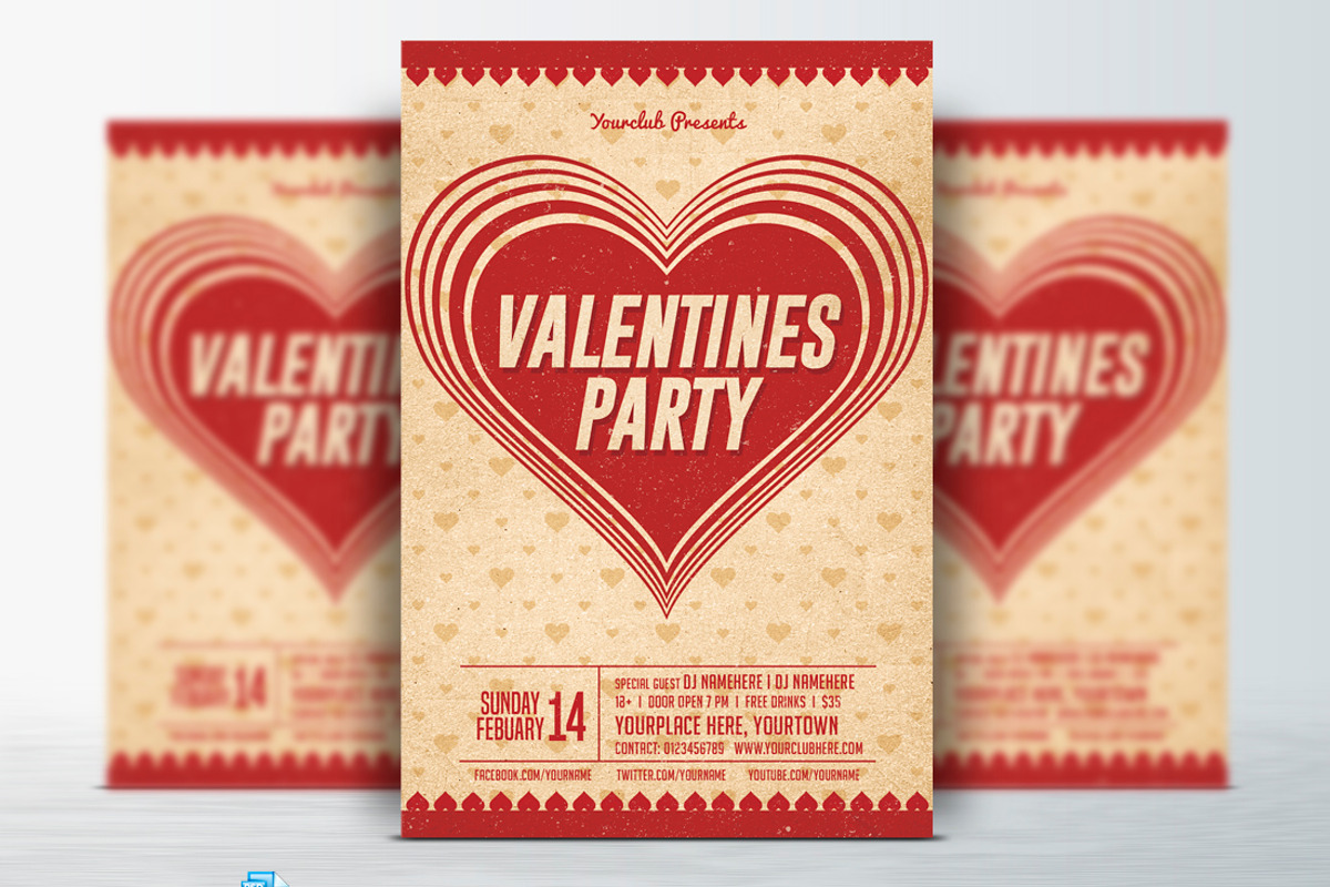 Valentines Day Flyer Cards BG Bundle, a Poster Template by DesignWorkz (Photo 8 of 12)