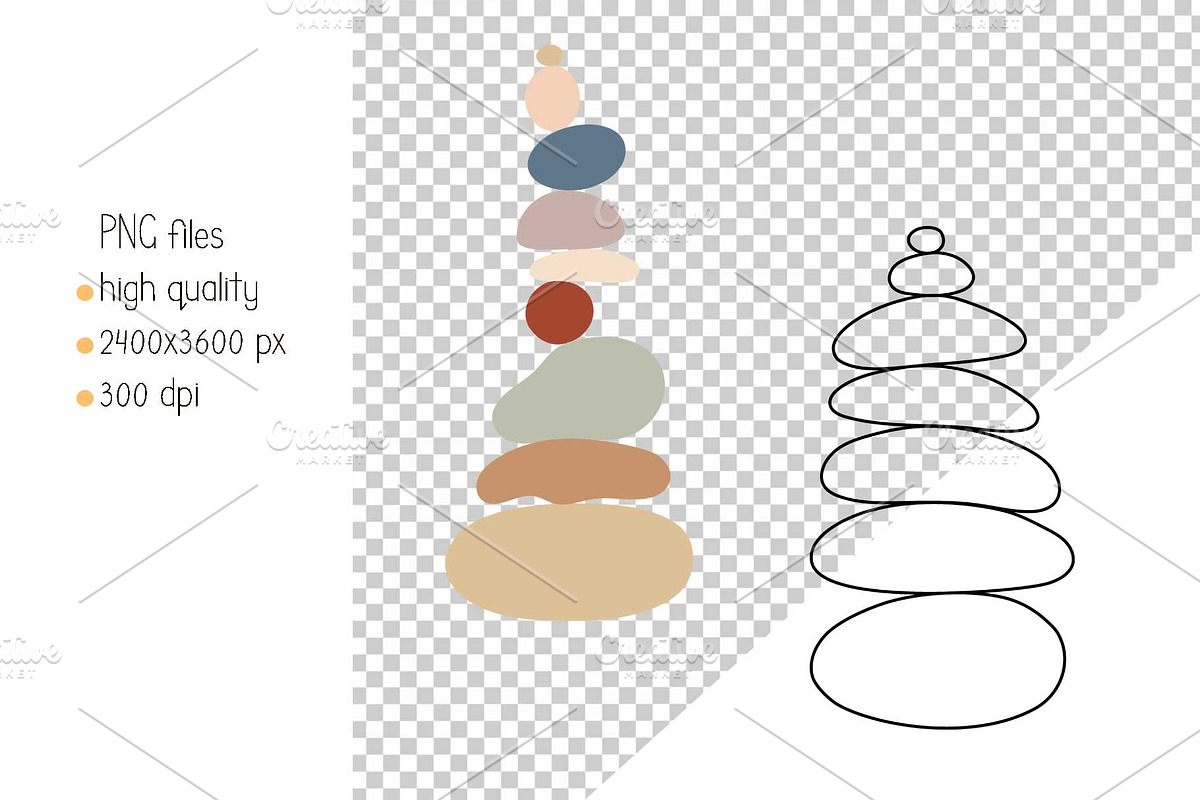 Zen Stones cairns vector clipart, a Decorative Illustration by Contes_de_fée (Photo 4 of 4)