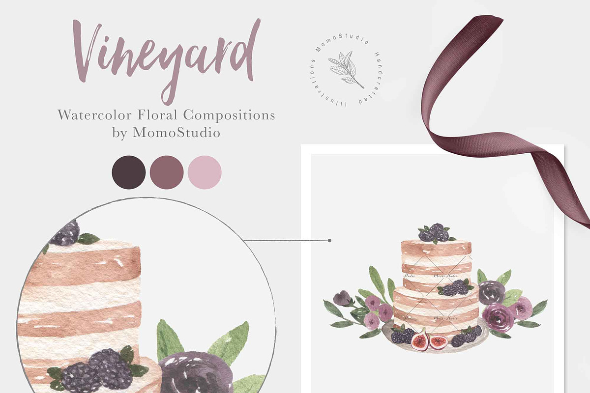 Watercolor Vineyard Elements, an Illustration by Momo Studio (Photo 15 of 16)