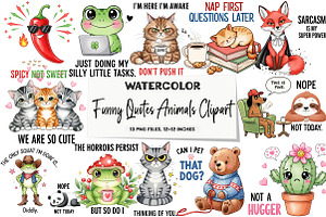 Funny Quotes Animals Clipart, an Illustration by DreamArtGraphic