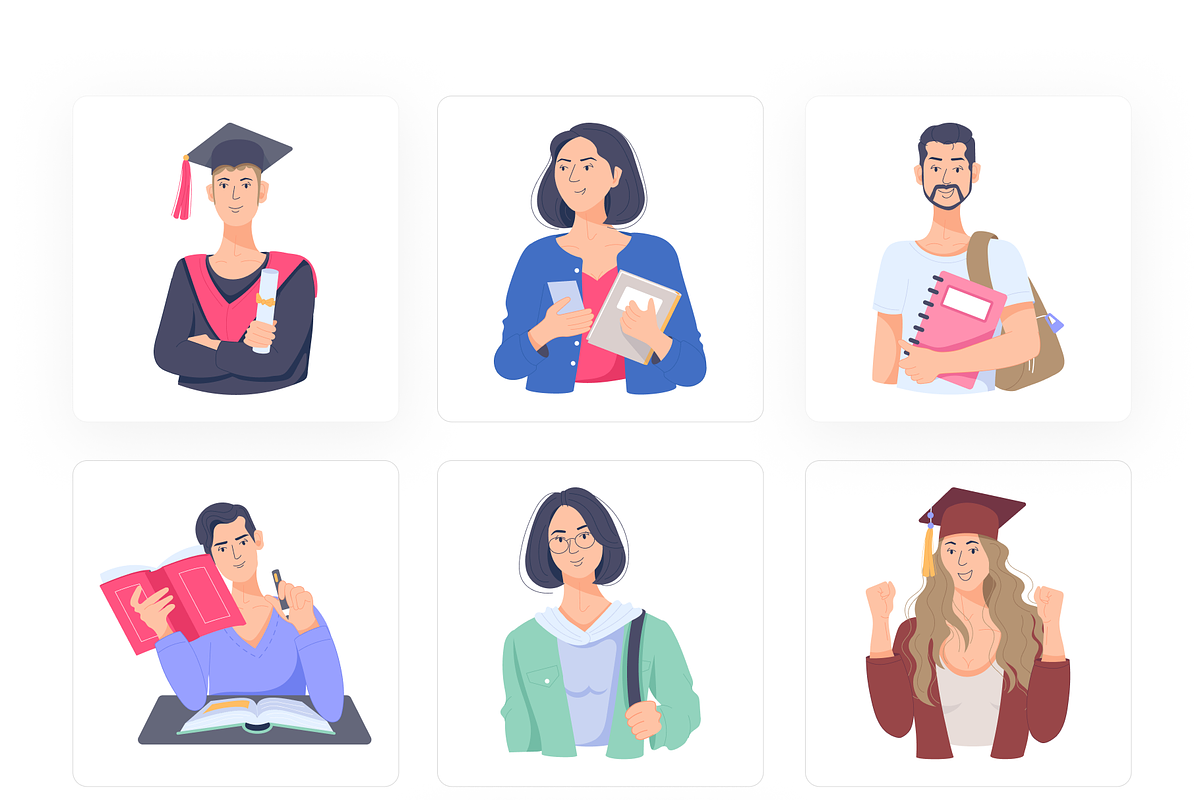 Flat College Characters, a Duotone Icon by Prosymbols (Photo 5 of 7)
