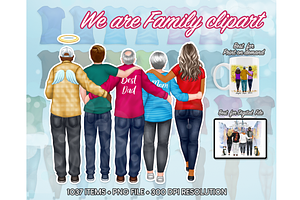 Big Family, Back View Clipart PNG