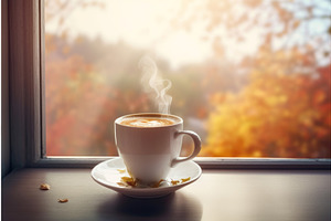 Hot Coffee Cup Autumn Window