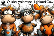 Quirky Valentine Highland Cow Clipar, an Illustration by Daily.Designs (Thumbnail 1 of 8)
