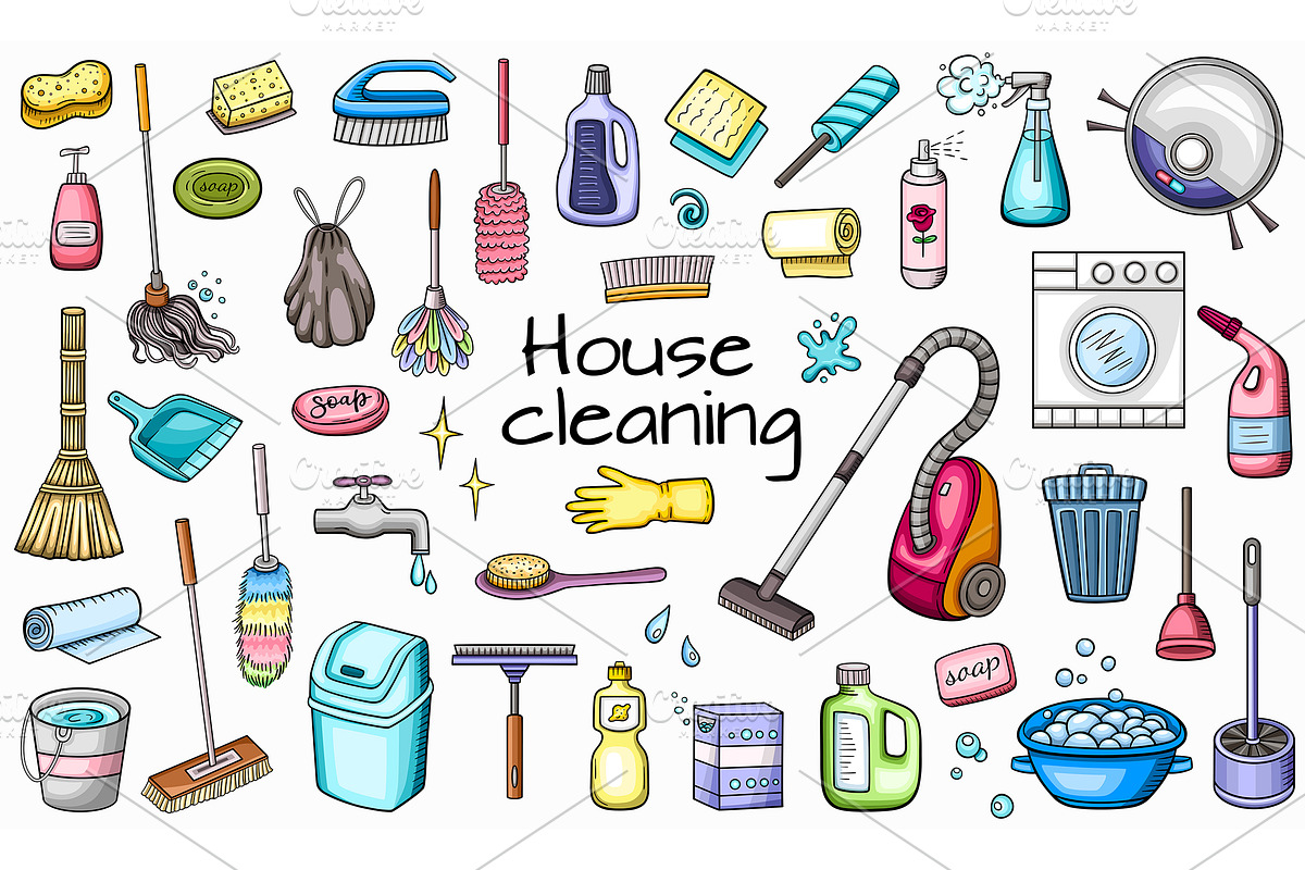 Cleaning Service Doodle Design Kit, an Object Illustration by Artspace (Photo 1 of 3)
