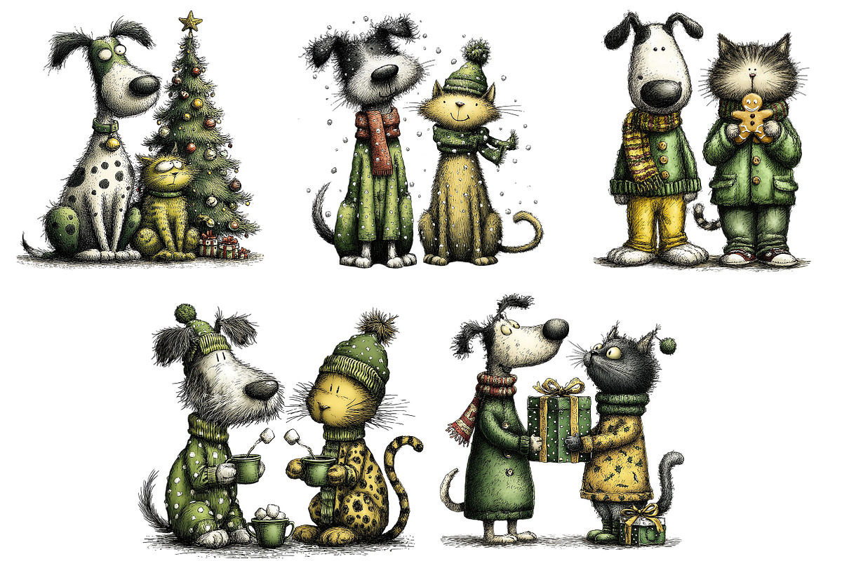 Christmas Dog & Cat Friends, an Illustration by Craft Nest (Photo 4 of 9)