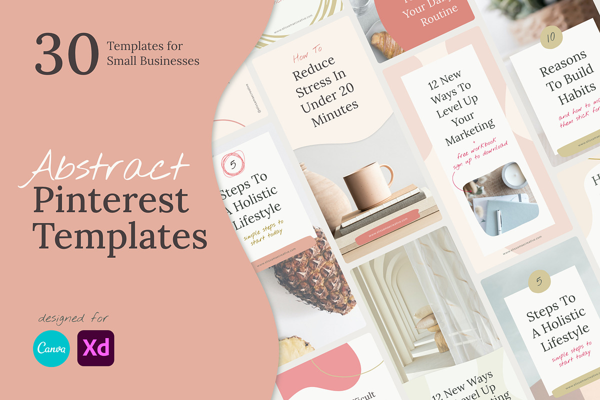 Abstract Pinterest Templates CANVA, a Social Media Template by Elissa Mae Creative (Photo 1 of 14)