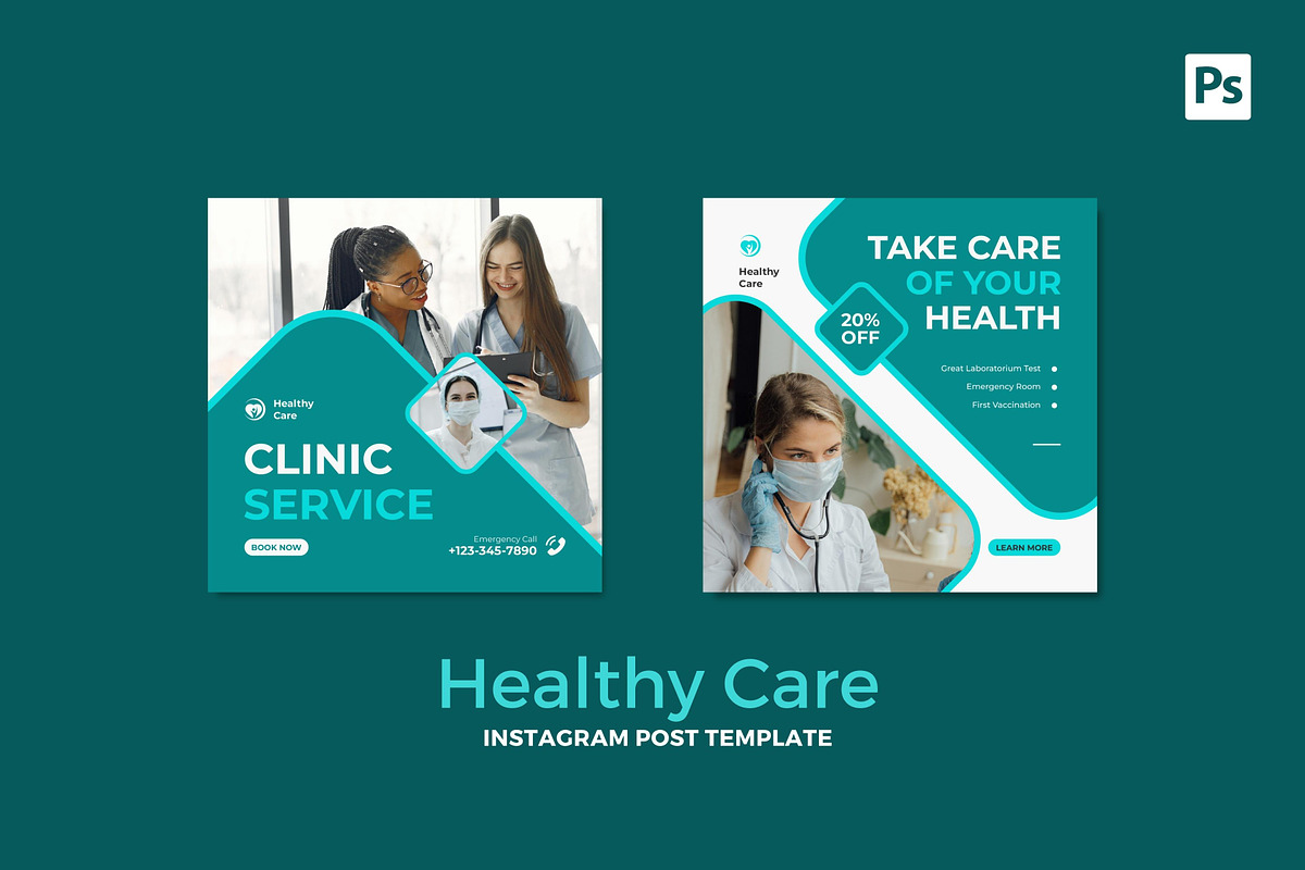 Healthy Care Instagram Post, a Social Media Template by CavenArt (Photo 2 of 5)