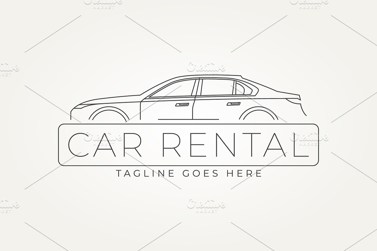 car rental line art label logo, a Branding & Logo Template by Blazybone