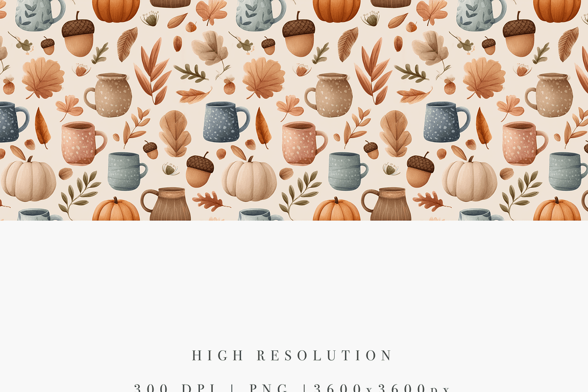 Autumn Leaves Seamless Pattern, a Decorative Illustration by Pati Charm Studio (Photo 2 of 7)