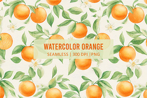 WATERCOLOR ORANGE Seamless Pattern